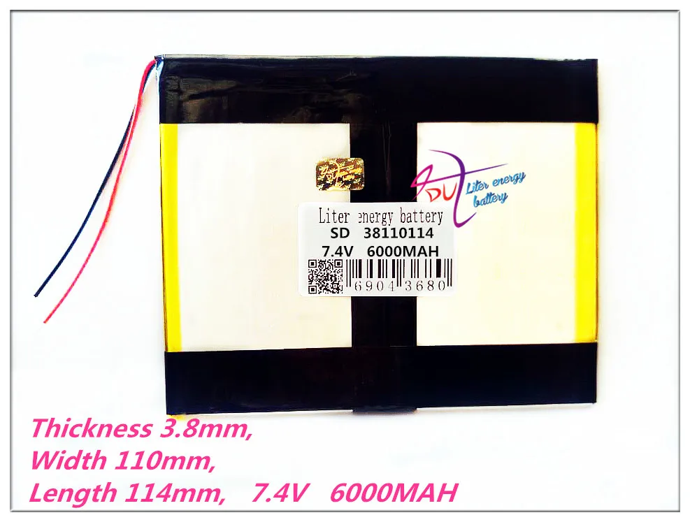 38110114 7 4 V 6000mAh полимерные аккумуляторные батареи PAD GPS DVD Power bank планшетный ПК