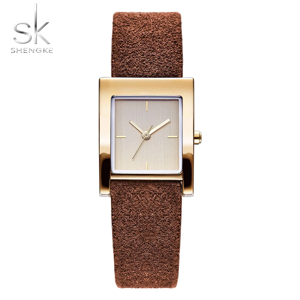 2018 SK New Lady Quartz Watch Floating Fluff Genuine Leather Brown Women Fashion Watches Relogio Feminino New Year Gift