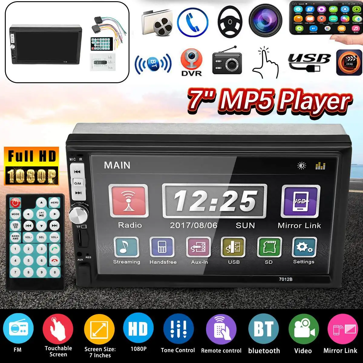 2 Din Car Stereo Radio Player 7''HD For Touch Screen bluetooth Car MP5 Player Rear View Camera FM/USB Mirror Link Remote Control
2 Din Car Stereo Radio Player 7''HD For Touch Screen bluetooth Car MP5 Player Rear View Camera FM/USB Mirror Link Remote Control
