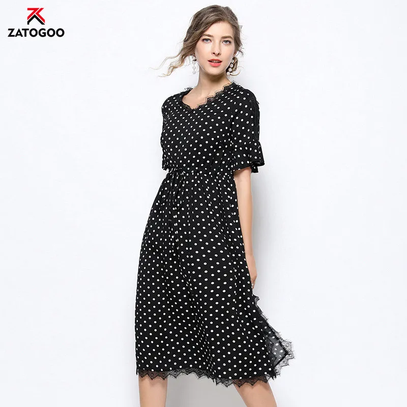 2019 Summer Plus Size Women Casual O-Neck Tulle Dress Dot Printed Sashes A Line Lace Slim Waist Dress Office Daily Black 4xl 5xl
2019 Summer Plus Size Women Casual O-Neck Tulle Dress Dot Printed Sashes A Line Lace Slim Waist Dress Office Daily Black 4xl 5xl