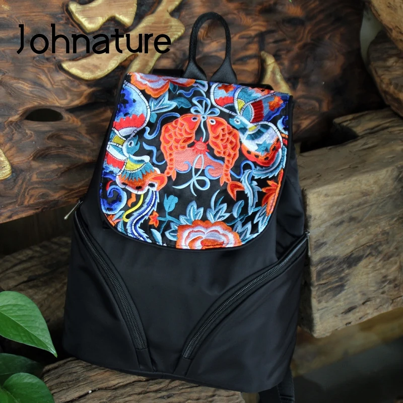 Johnature 2019 New Handmade Embroidery Waterproof Oxford Shoulder Bag Women Backpack National Leisure Large Capacity Travel Bag 
Johnature 2019 New Handmade Embroidery Waterproof Oxford Shoulder Bag Women Backpack National Leisure Large Capacity Travel Bag