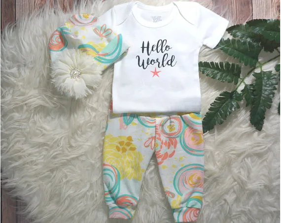 Комплект одежды из 3 предметов для новорожденных девочек боди с короткими