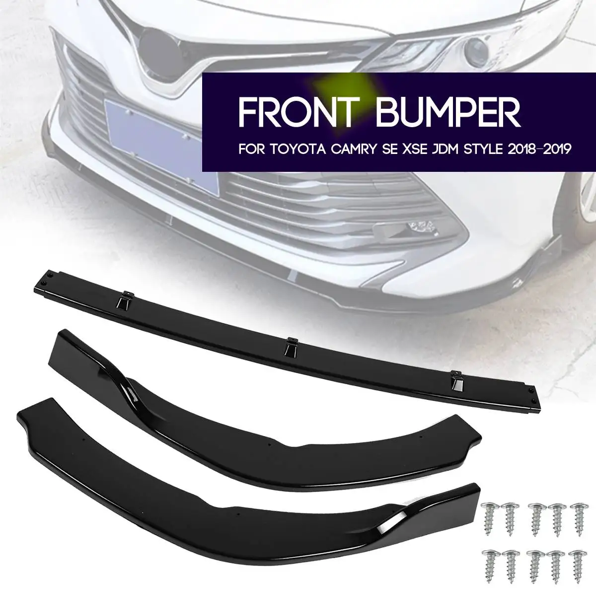 Black 3PCS Car Protector Front Bumper Lip Splitter Fins Body Spoiler Deflector Cover Trim For Toyota Camry SE XSE 2018 2019
Black 3PCS Car Protector Front Bumper Lip Splitter Fins Body Spoiler Deflector Cover Trim For Toyota Camry SE XSE 2018 2019