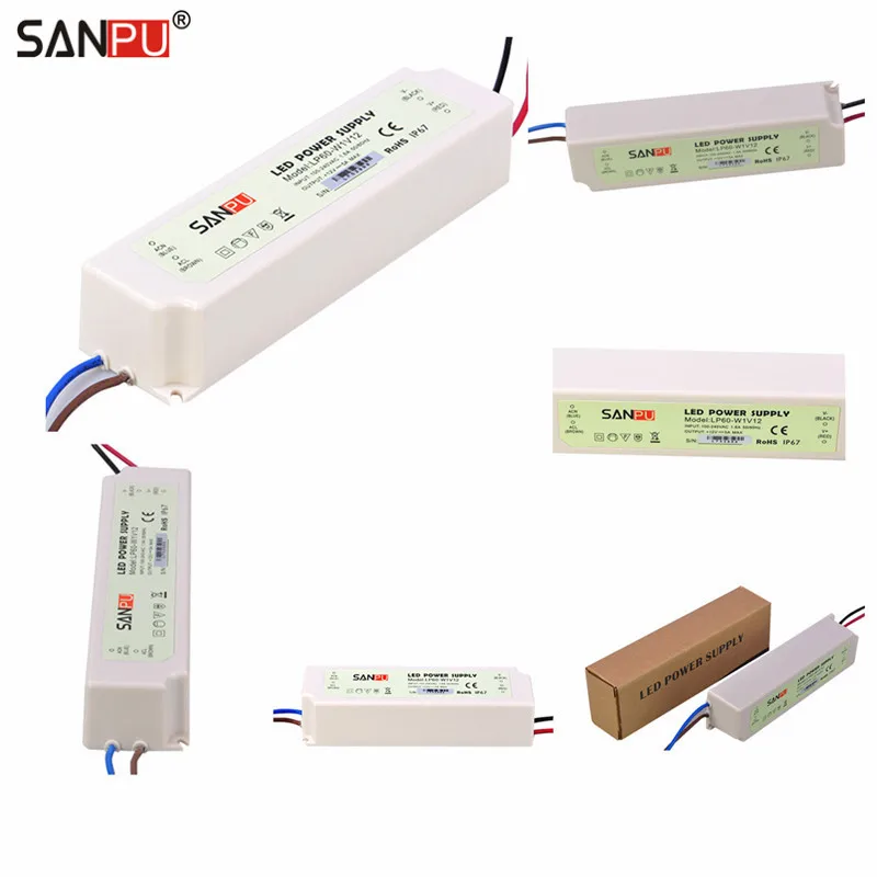 Sanpu LED адаптер питания 12 В 60 Вт Водонепроницаемый 5A переключатель драйвера 110 220 AC-DC