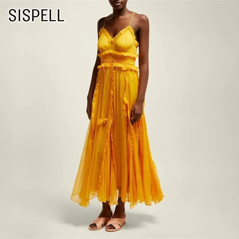 SISPELL 2019 Summer V Neck Strap Off Shoulder Backless Women's Dress Ruffles Slim Korean Solid A Line Female Dresses Fashion New
SISPELL 2019 Summer V Neck Strap Off Shoulder Backless Women's Dress Ruffles Slim Korean Solid A Line Female Dresses Fashion New