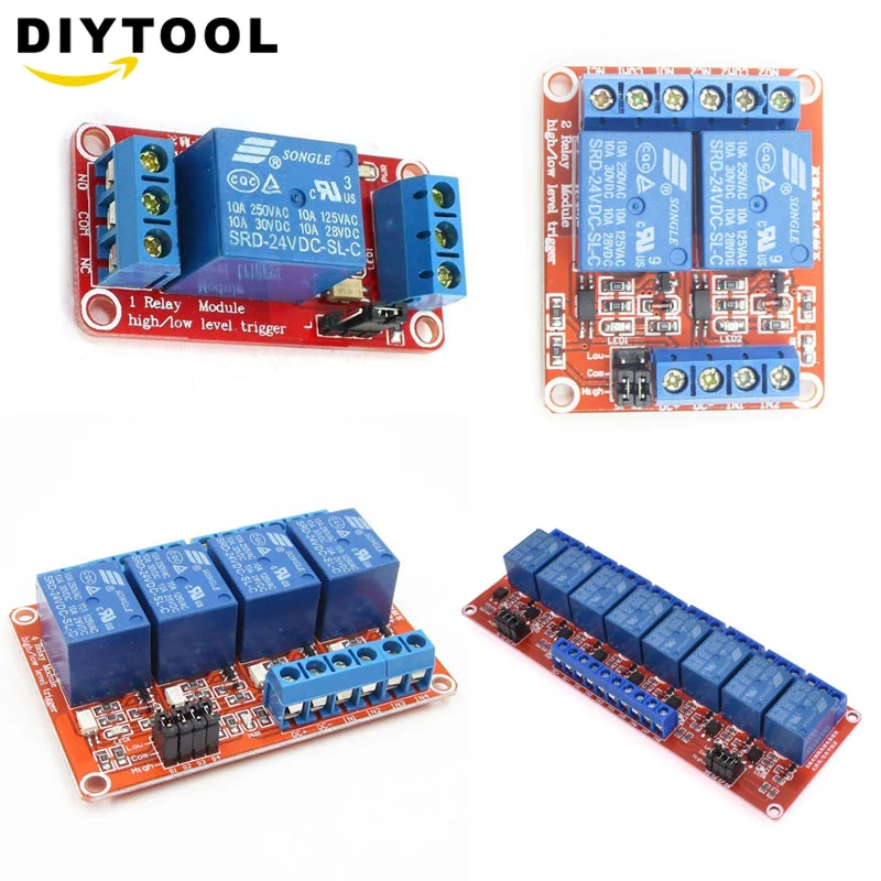 1 2 4 8 Channel 24V Relay Module Board Shield with Optocoupler Support High and Low Level Trigger for Arduino
1 2 4 8 Channel 24V Relay Module Board Shield with Optocoupler Support High and Low Level Trigger for Arduino