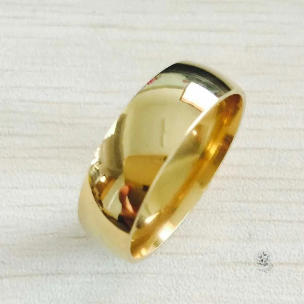 Aesth Diary Store】High polish wide 8mm men wedding gold rings