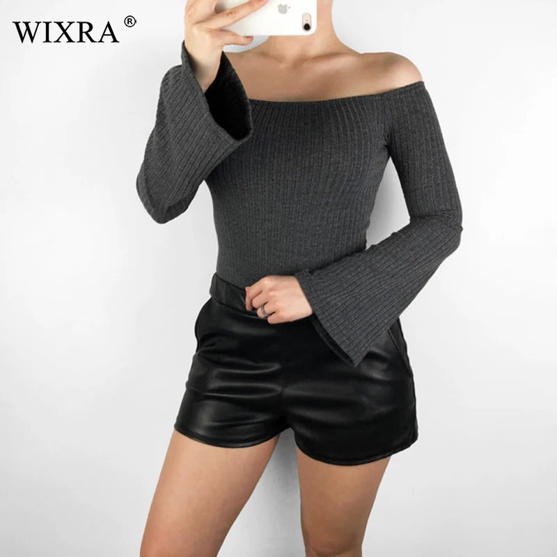 Wixra Slash Neck Bodycon Sexy Bodysuits Flare Sleeve Basic Solid Tops 2019 New Hot Spring Autumn For Ladies
Wixra Slash Neck Bodycon Sexy Bodysuits Flare Sleeve Basic Solid Tops 2019 New Hot Spring Autumn For Ladies
