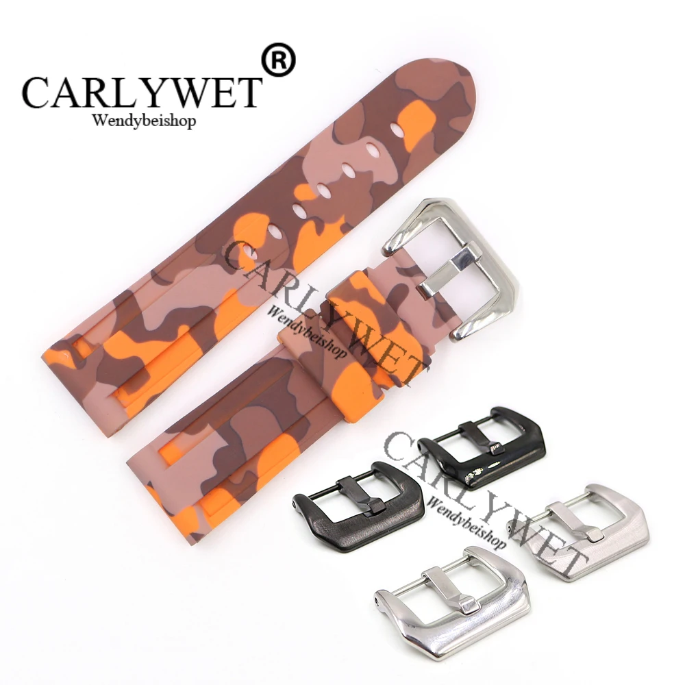 CARLYWET 24 мм Камуфляжный оранжевый водонепроницаемый силиконовый резиновый сменный ремешок для наручных часов для Luminor
CARLYWET 24 мм Камуфляжный оранжевый водонепроницаемый силиконовый резиновый сменный ремешок для наручных часов для Luminor