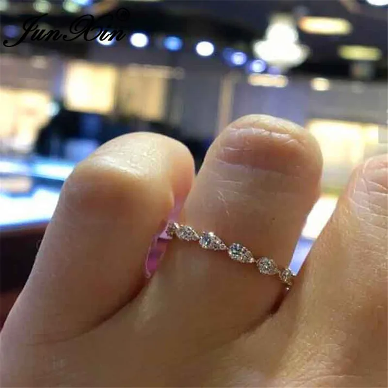 JUNXIN Stacking Thin Rings For Women Gold Small Pear Teardrop Stone White Zircon Crystal Charm Wedding Minimalist Ring Female
JUNXIN Stacking Thin Rings For Women Gold Small Pear Teardrop Stone White Zircon Crystal Charm Wedding Minimalist Ring Female