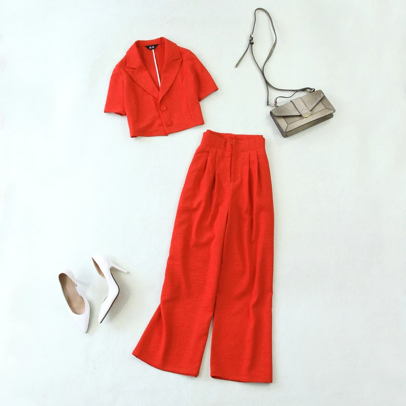 Women's 2019 summer new large size thin section short suit 9 points wide leg pants suit female temperament fashion two-piece
Women's 2019 summer new large size thin section short suit 9 points wide leg pants suit female temperament fashion two-piece