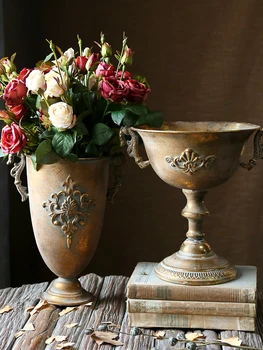 Golden Vintage Old Wrought Iron Vase Flower Silver European Flower Pot Goblet Classical Floral Ornaments
Golden Vintage Old Wrought Iron Vase Flower Silver European Flower Pot Goblet Classical Floral Ornaments
