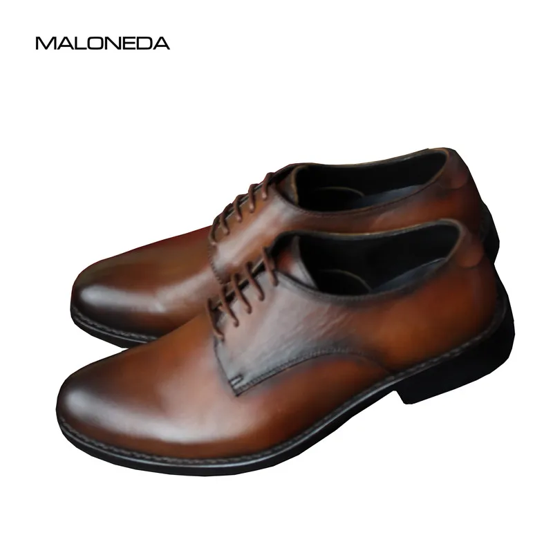 

MALONEDA Bespoke Handmade Men's Derby Leather Shoes Fashion Genuine Leather Formal Dress Shoes Making With Goodyear Welted