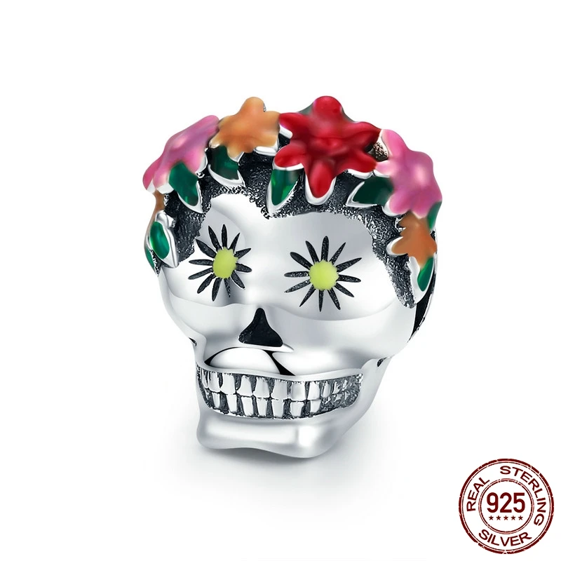 Halloween 925 Sterling Silver Flower Skull Charms Colorful Enamel Beads fit Original Pandora Bracelet Charms Jewelry
Halloween 925 Sterling Silver Flower Skull Charms Colorful Enamel Beads fit Original Pandora Bracelet Charms Jewelry