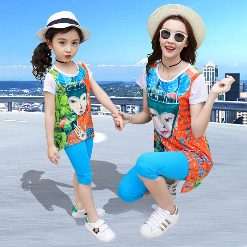 Mom Daughter Cartoon Beauty Print Dress Blue Leggings Suit Children Cotton Clothes Girl Fast Dry Holiday Set Women Holiday Suit
Mom Daughter Cartoon Beauty Print Dress Blue Leggings Suit Children Cotton Clothes Girl Fast Dry Holiday Set Women Holiday Suit