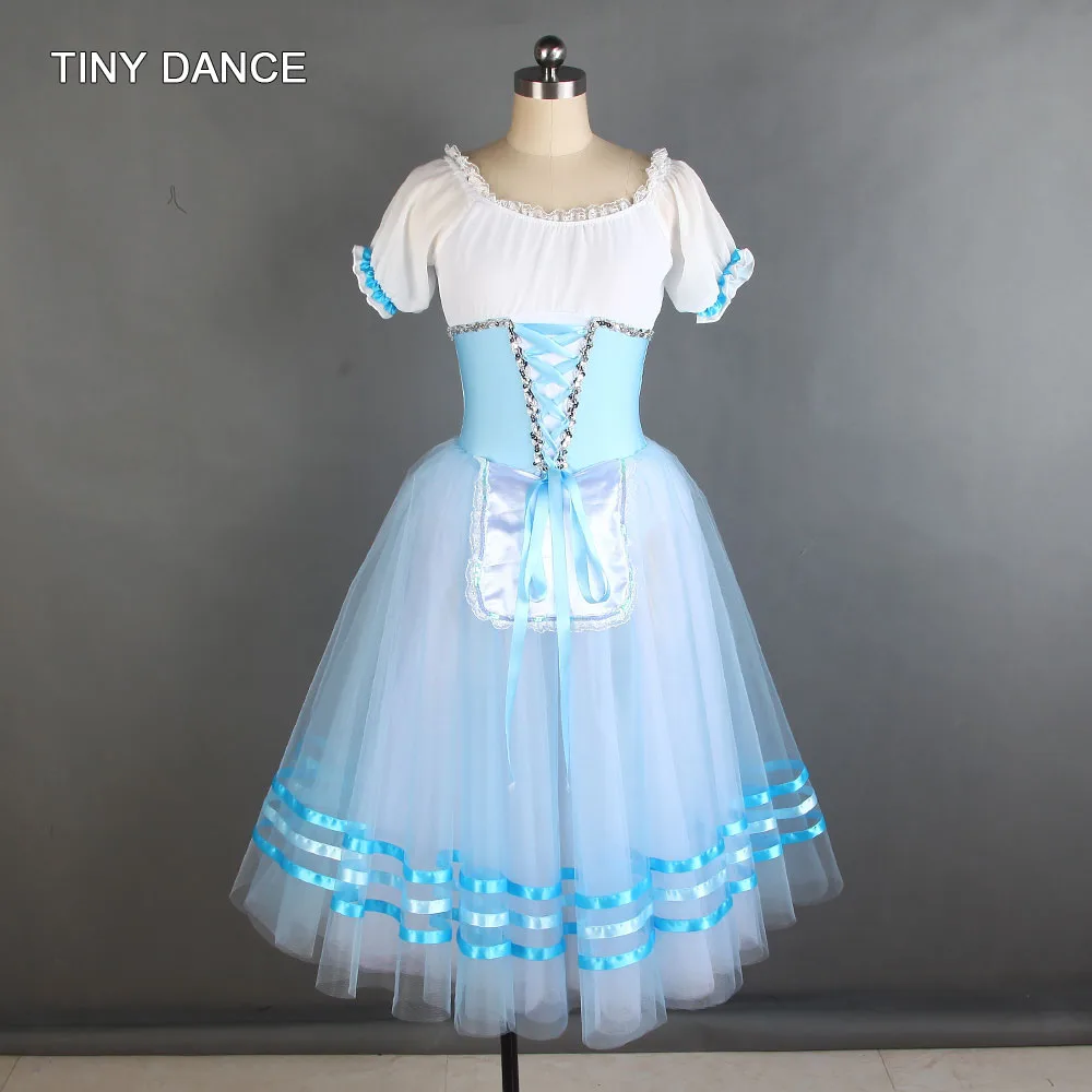 Sky Blue and White Ballet Dance Tutu Costume Puff Sleeve Spandex Bodice with Long Tulle Tutu Ballerina Dancing Dress 20003
Sky Blue and White Ballet Dance Tutu Costume Puff Sleeve Spandex Bodice with Long Tulle Tutu Ballerina Dancing Dress 20003