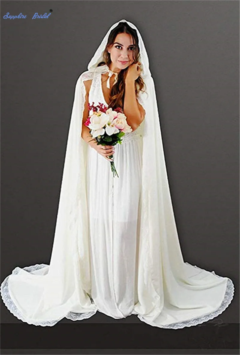 Sapphire Bridal Women's Lace Edge Satin Long Chiffon Wedding Cape Hooded Cloak Bridal Cape Shawl Wrap Veils
Sapphire Bridal Women's Lace Edge Satin Long Chiffon Wedding Cape Hooded Cloak Bridal Cape Shawl Wrap Veils