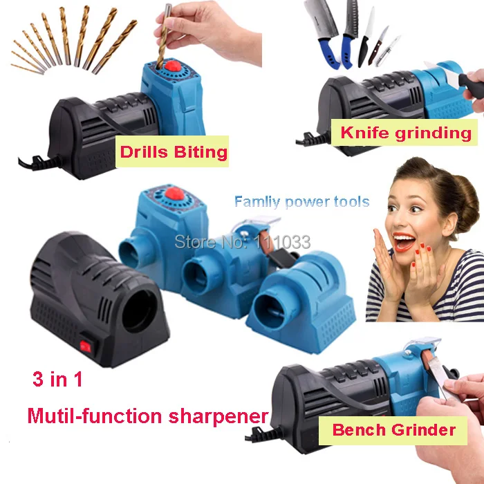 Hot sale ! 2014 newest style 3 in 1 Multifunction sharpener knife sharpener grinding machine ,Drill sharpener machine