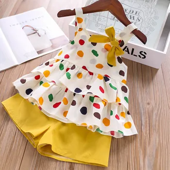 2-6T 2019 Summer Kids Clothes Girls Bow Color Polka Dot Cherry Top + Shorts Girls Clothes Clothing Sets
2-6T 2019 Summer Kids Clothes Girls Bow Color Polka Dot Cherry Top + Shorts Girls Clothes Clothing Sets