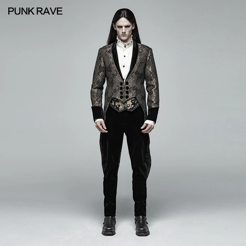 PUNK RAVE Men's Gothic Medium Length Jacquard Jacket Steampunk Retro Men Dress Coat Evening Party Mens Dovetail Trench Coat
PUNK RAVE Men's Gothic Medium Length Jacquard Jacket Steampunk Retro Men Dress Coat Evening Party Mens Dovetail Trench Coat