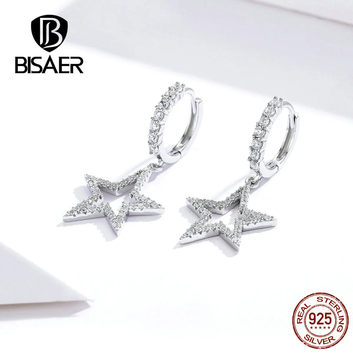 BISAER Bright Star Drop Earrings Genuine 925 Sterling Silver Dazzling CZ Earrings For Women Party Wedding Fashion Jewelry HSE593
BISAER Bright Star Drop Earrings Genuine 925 Sterling Silver Dazzling CZ Earrings For Women Party Wedding Fashion Jewelry HSE593