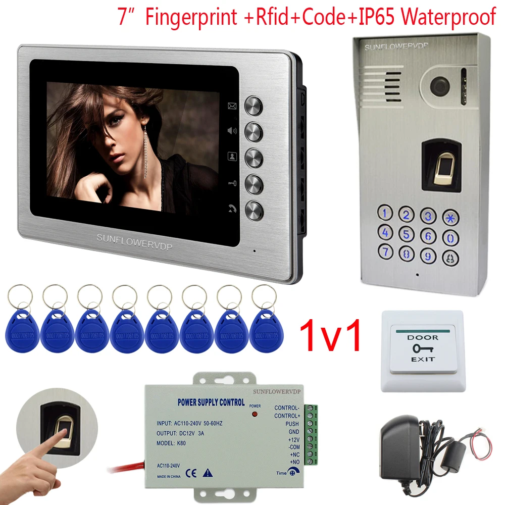IP65 Waterproof Camera For Video Intercom Fingerprint Rfid Keypad Door Bell 7 Inch Color Monitor Home phone | Безопасность и