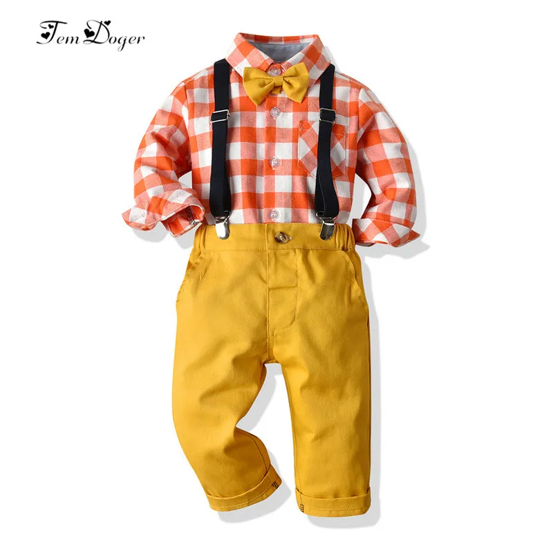 Tem Doger Boy Clothing Sets Autumn Kids Boys Clothes Long Sleeve Plaid Shirts+Overalls 2PCS Tracksuit Children Toddler Clothing
Tem Doger Boy Clothing Sets Autumn Kids Boys Clothes Long Sleeve Plaid Shirts+Overalls 2PCS Tracksuit Children Toddler Clothing