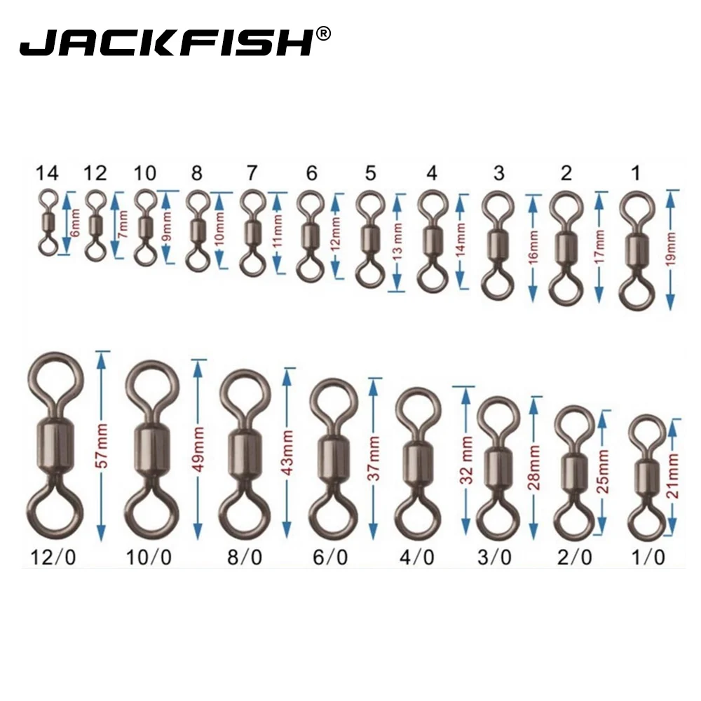 JACKFISH 100 шт. 8 слов рыболовный соединитель 10 размеров стальной шарикоподшипник