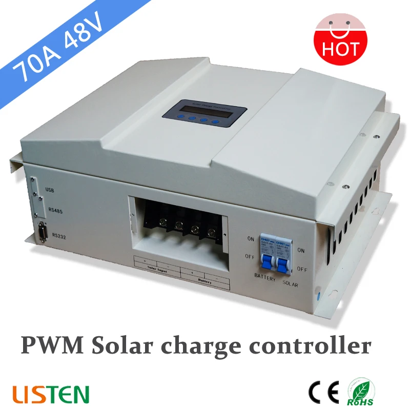 48V 70A PWM Solar Charge Controller Solar Regulator with RS232, RS485 & USB optional
48V 70A PWM Solar Charge Controller Solar Regulator with RS232, RS485 & USB optional