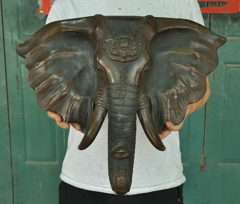 wedding decoration 21"Huge Chinese Feng shui Bronze lucky animal Elephant head Wall hanging statue
wedding decoration 21"Huge Chinese Feng shui Bronze lucky animal Elephant head Wall hanging statue