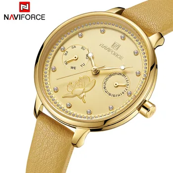 NAVIFORCE New Women Watch Fashion Lady Quartz Watches Genuine Leather Watchband Date Week Casual Wristwatches Gift For Girl
NAVIFORCE New Women Watch Fashion Lady Quartz Watches Genuine Leather Watchband Date Week Casual Wristwatches Gift For Girl