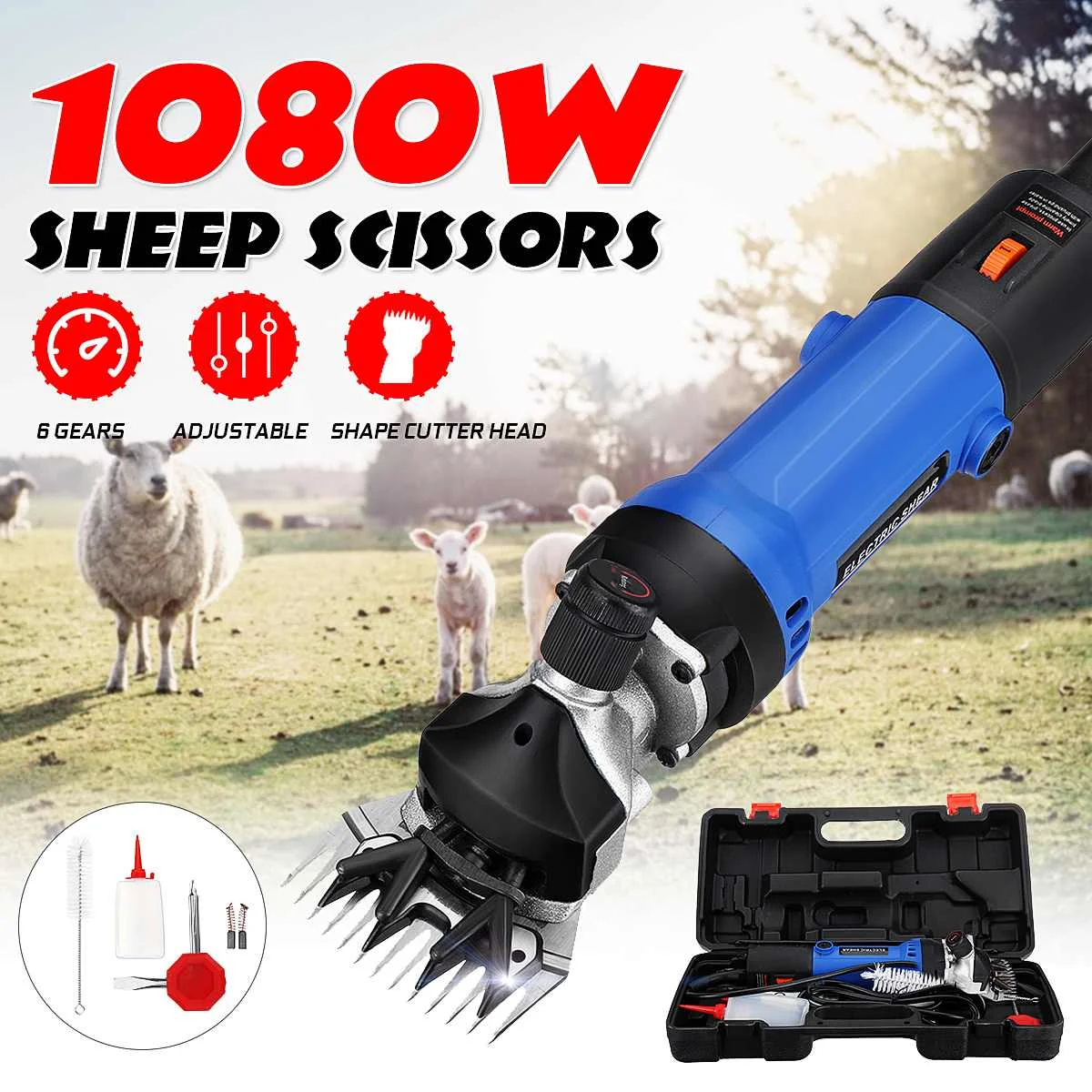 doersupp Professional Electric Sheep Shearing Clipper 220V 1080W Scissor Shear Goat Wool Shaving Tool 6 Adjustable Speed
doersupp Professional Electric Sheep Shearing Clipper 220V 1080W Scissor Shear Goat Wool Shaving Tool 6 Adjustable Speed
