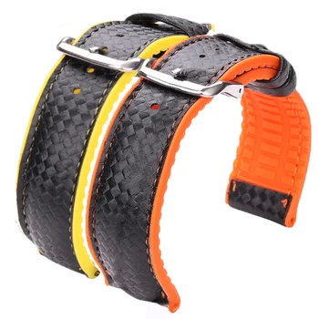 New Leather + Rubber Watchbands Women Men Yellow Orange Black 18 20 22mm Watch Band Strap Bracelet With Pin Buckle 
New Leather + Rubber Watchbands Women Men Yellow Orange Black 18 20 22mm Watch Band Strap Bracelet With Pin Buckle