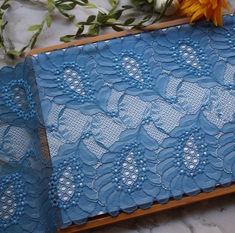 3Meters/lot 21.5cm Width New Arrival Peacock Flower Blue Green Elastic Lace Fabric DIY Garment Accessories Lace Trim
3Meters/lot 21.5cm Width New Arrival Peacock Flower Blue Green Elastic Lace Fabric DIY Garment Accessories Lace Trim