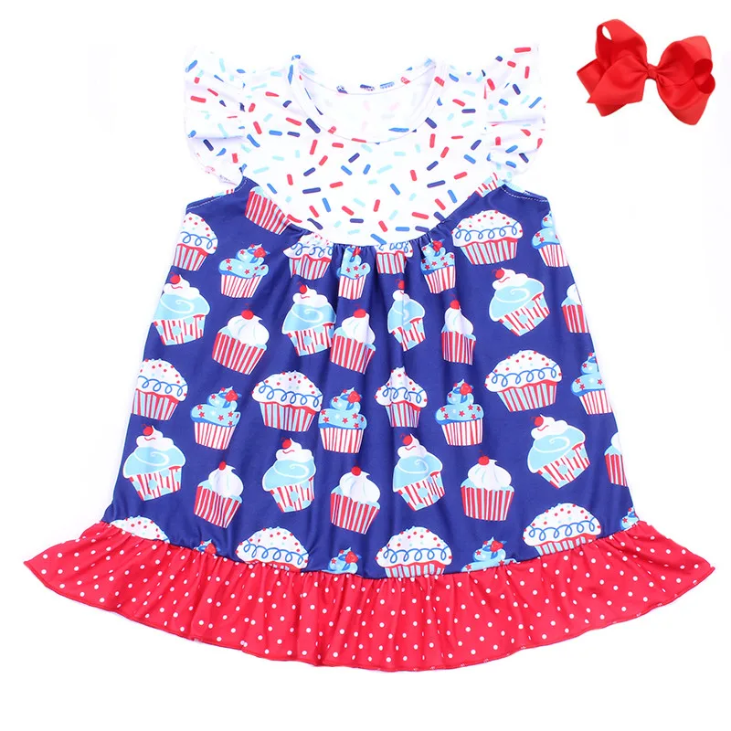 Hot sale girl dress 4th of July Cartoon dresses cake print dress kids cartoon milk silk clothing with bow
Hot sale girl dress 4th of July Cartoon dresses cake print dress kids cartoon milk silk clothing with bow