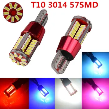 

2PCS X Car led light T10 Canbus No error 57 SMD 3014 LED 194 57SMD 57LED Light Bulb Car Clearance lights Lamp Super White DC 12