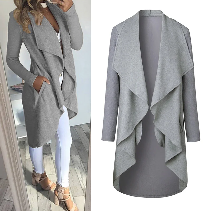 Women Autumn Irregular Overcoat Solid Color Slim Coats Jackets Casual Long Outerwear Windbreaker H9
Women Autumn Irregular Overcoat Solid Color Slim Coats Jackets Casual Long Outerwear Windbreaker H9