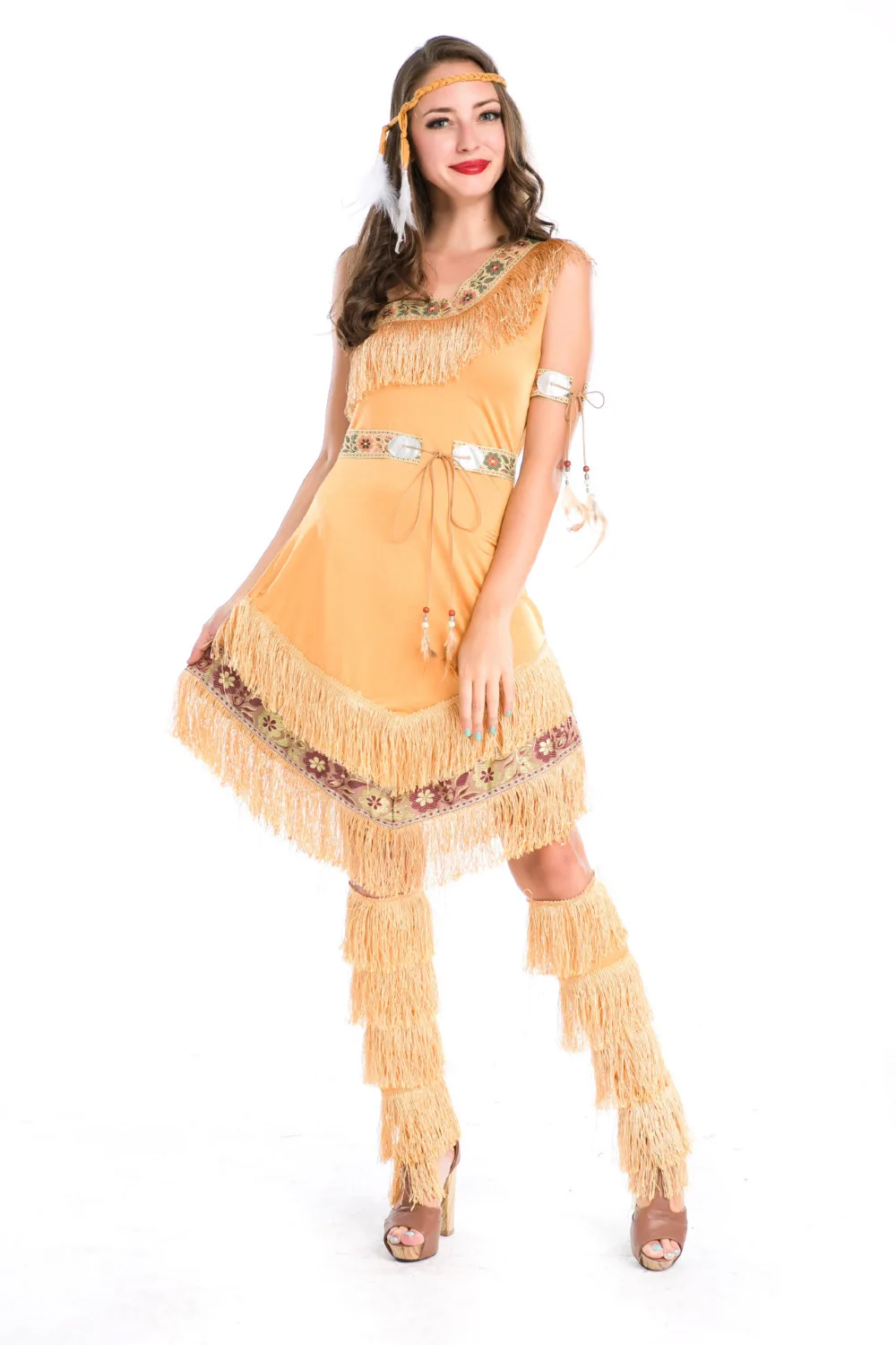 High Quality Tassels Indian Costume for Adult Women Native American Indian Costume Indian National Costume Halloween Party Dress 
High Quality Tassels Indian Costume for Adult Women Native American Indian Costume Indian National Costume Halloween Party Dress