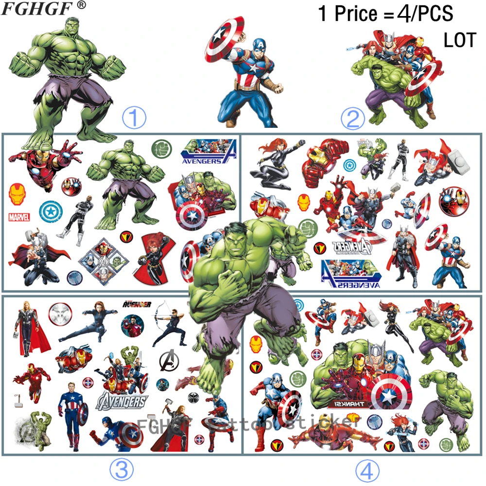 FGHGF 4PCS Cartoon American superhero Child Temporary Body Art Flash Tattoo Sticker 17*10cm Waterproof painless tattoo
FGHGF 4PCS Cartoon American superhero Child Temporary Body Art Flash Tattoo Sticker 17*10cm Waterproof painless tattoo