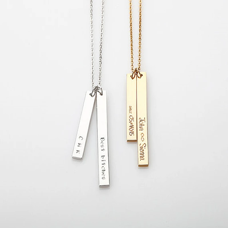 Double Bar Necklace, Personalized Engraved Name Plate Necklace, Gold Custom Coordinates Necklace, Initial Vertical Bar, Gift
Double Bar Necklace, Personalized Engraved Name Plate Necklace, Gold Custom Coordinates Necklace, Initial Vertical Bar, Gift