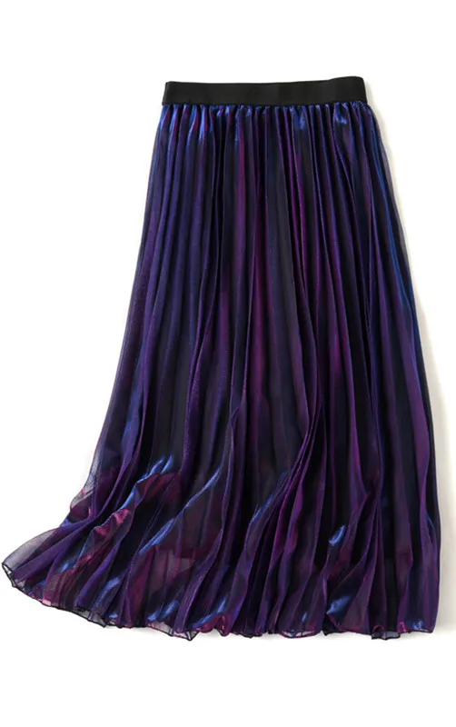 Spring skirts Autumn high waist wild thin mesh reflective retro a word pleated skirt long skirt
Spring skirts Autumn high waist wild thin mesh reflective retro a word pleated skirt long skirt
