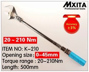 

MXITA OPEN wrench Adjustable Torque Wrench 20-210Nm Interchangeable accuracy 3% 0-45mm Insert Ended head Torque Wrench