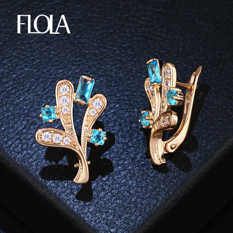 FLOLA 585 Gold Blue Cubic Zirconia Stud Earrings For Women Tree Branch With Crystal Stone Gold Earrings Wedding Jewelry ersm62
FLOLA 585 Gold Blue Cubic Zirconia Stud Earrings For Women Tree Branch With Crystal Stone Gold Earrings Wedding Jewelry ersm62