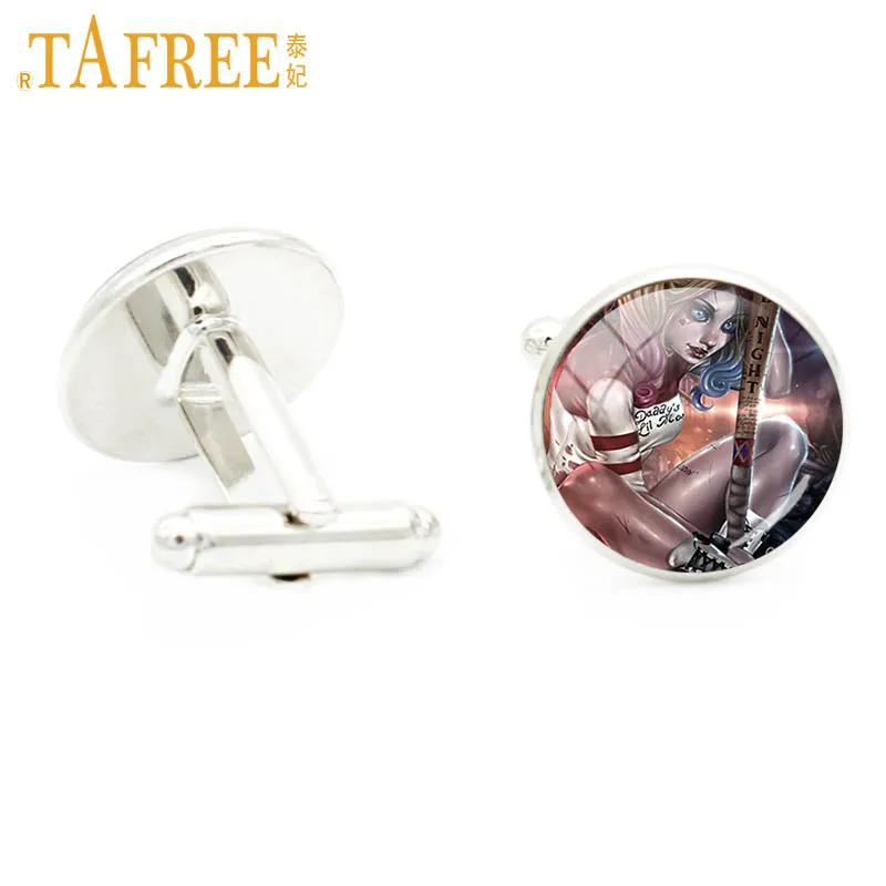 TAFREE Quinn Batman Joker Killing Joke cuff links for men jewelry fashion Game The Zelda glass cufflinks A398
TAFREE Quinn Batman Joker Killing Joke cuff links for men jewelry fashion Game The Zelda glass cufflinks A398