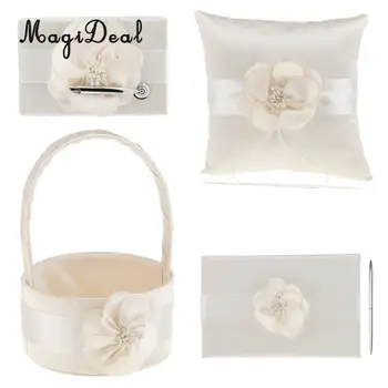 MagiDeal Sash Wedding Set Guest Book Pen Holder Flower Basket Ring Pillow Champagne
MagiDeal Sash Wedding Set Guest Book Pen Holder Flower Basket Ring Pillow Champagne