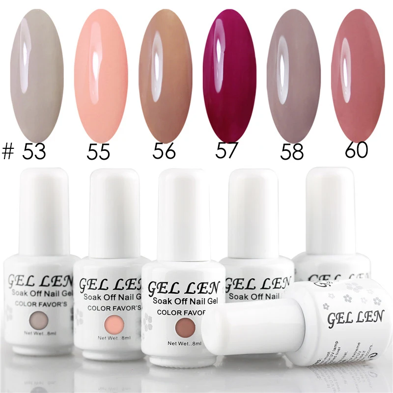 Gel Len 6pcs Nude Color Nail Gel Polish Brand UV Soak Off Gel Lacquer Long Lasting Led Gel Varnish
Gel Len 6pcs Nude Color Nail Gel Polish Brand UV Soak Off Gel Lacquer Long Lasting Led Gel Varnish