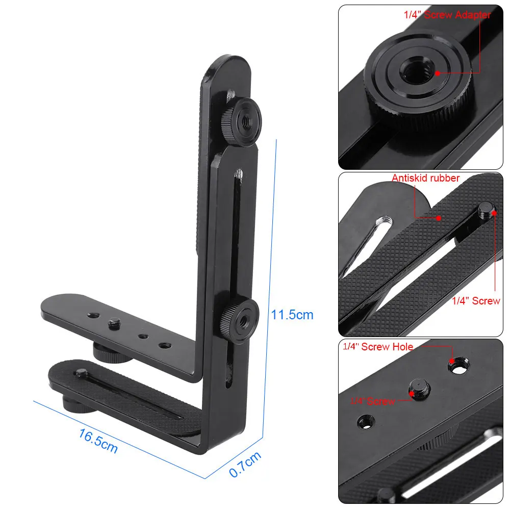 Andoer Double Dual L Shaped Speedlite Camera LED Flash Photography Light Bracket Holder for SLR Camera 1/4" Screw Tripod
Andoer Double Dual L Shaped Speedlite Camera LED Flash Photography Light Bracket Holder for SLR Camera 1/4" Screw Tripod