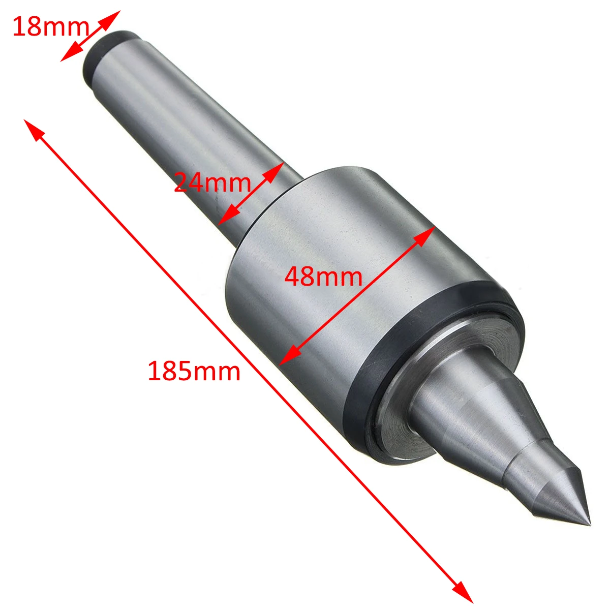 Silver MT3 Lathe Live Center Morse Taper Bearing 60 Degree Long Nose CNC Lathe Turning Tool 185 x 48mm