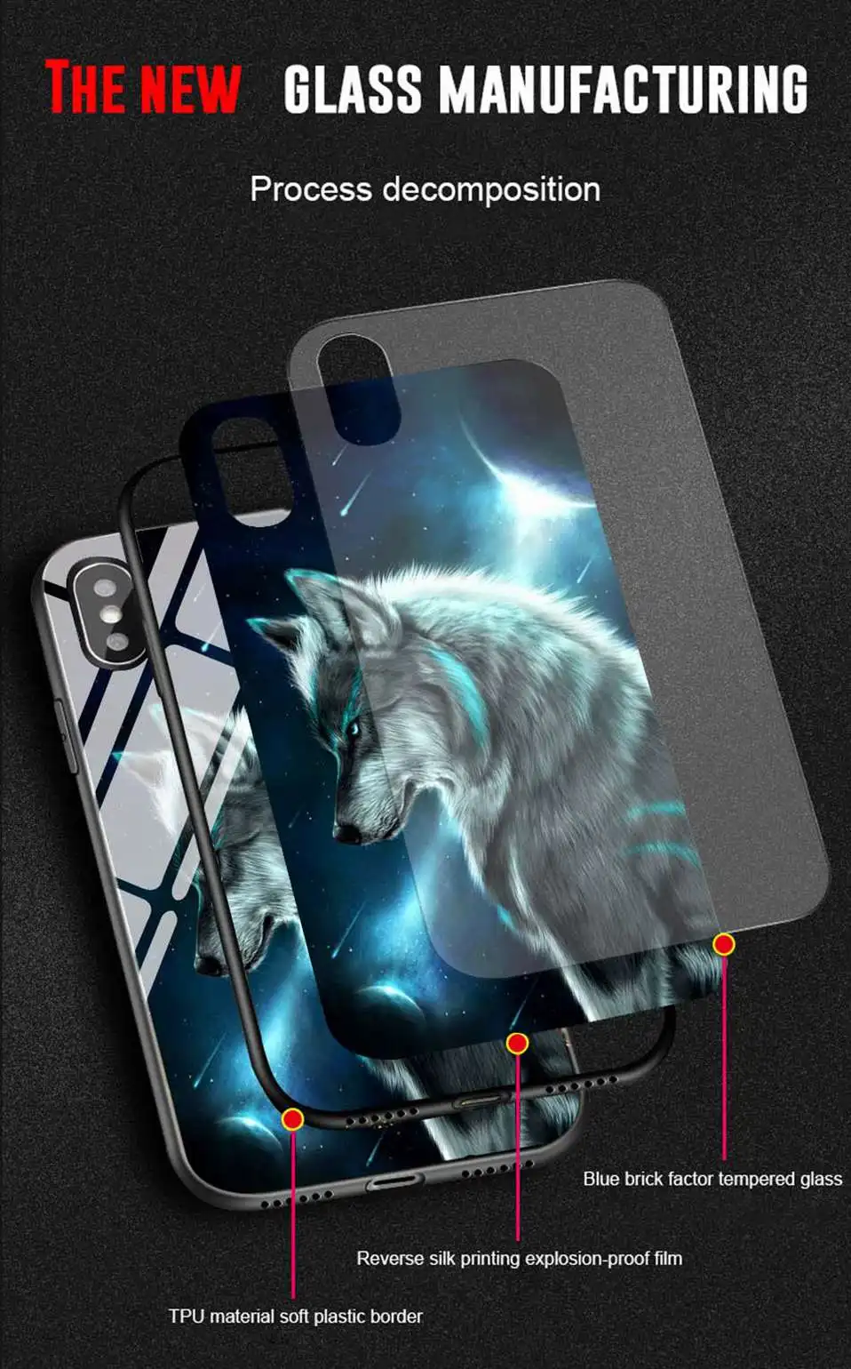 Luxury Tempered Glass Case For iPhone XS Max XR X Coque iPhone8 Silicone Pattern iPhonexs Phone Case For iPhone XS 6 6S 7 8 Plus (5)