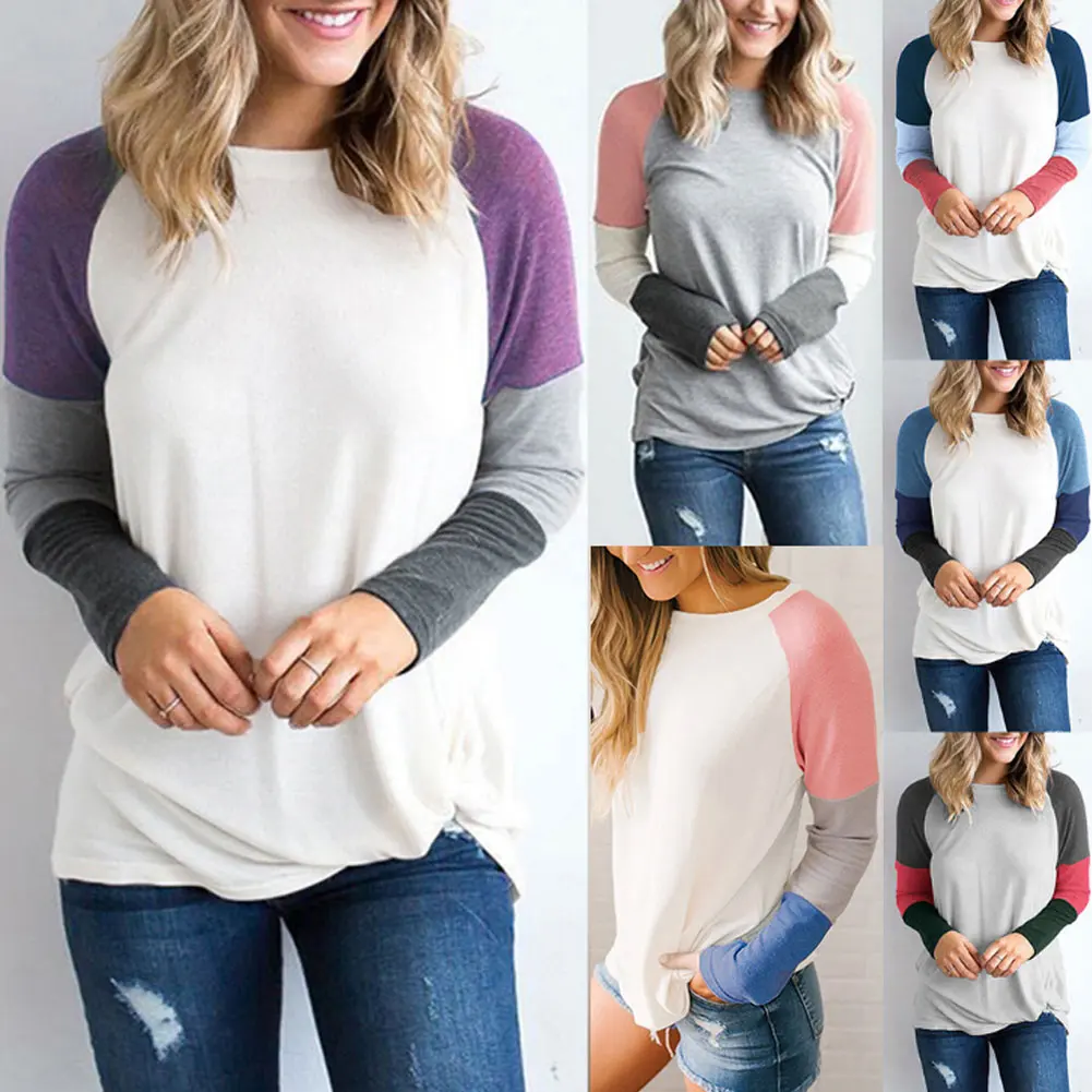 Newly Women Autumn T-shirts Round Neck Long Sleeves Patchwork Contrast Color Pullover DO99
Newly Women Autumn T-shirts Round Neck Long Sleeves Patchwork Contrast Color Pullover DO99